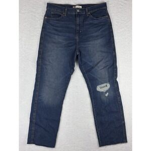 Levi's Signature Heritage High Rise Straight Leg Cropped Raw Hem Jeans Womens 32